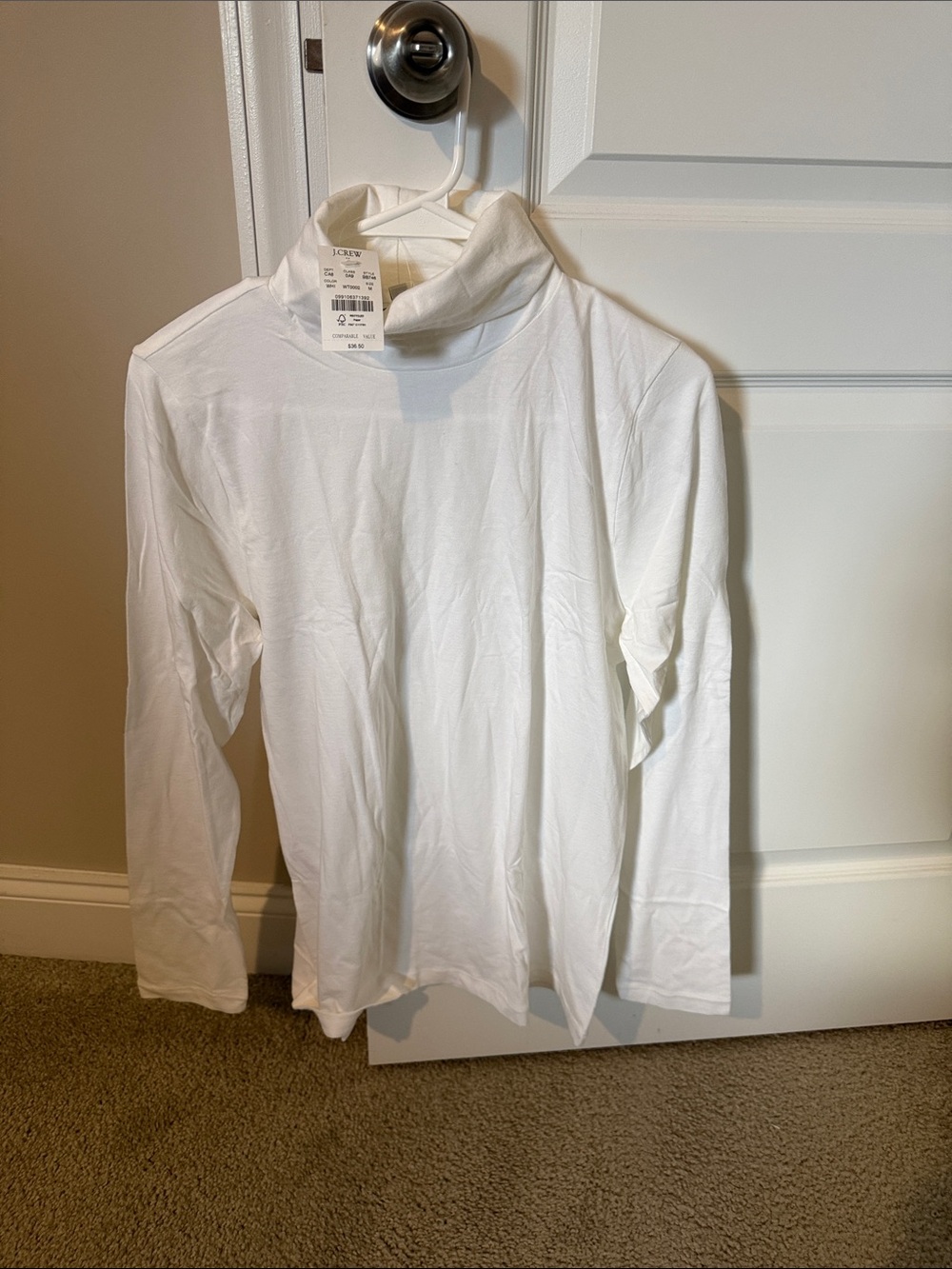 J. Crew White Long-Sleeve Turtleneck